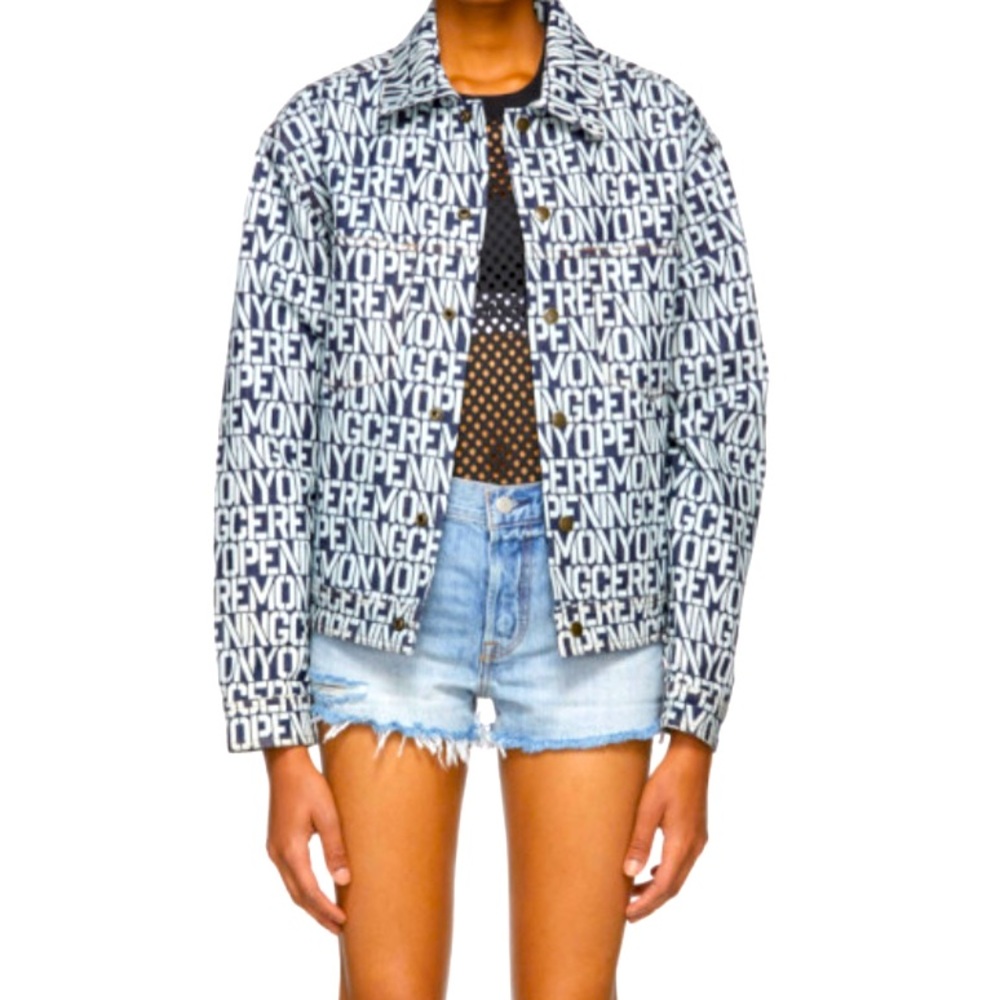 Opening ceremony logo imprinted denim jacket